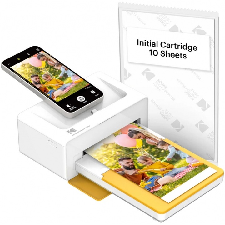 Imprimantă foto wireless Kodak Dock Plus 4PASS, set accesorii, 10x15cm, 10 coli