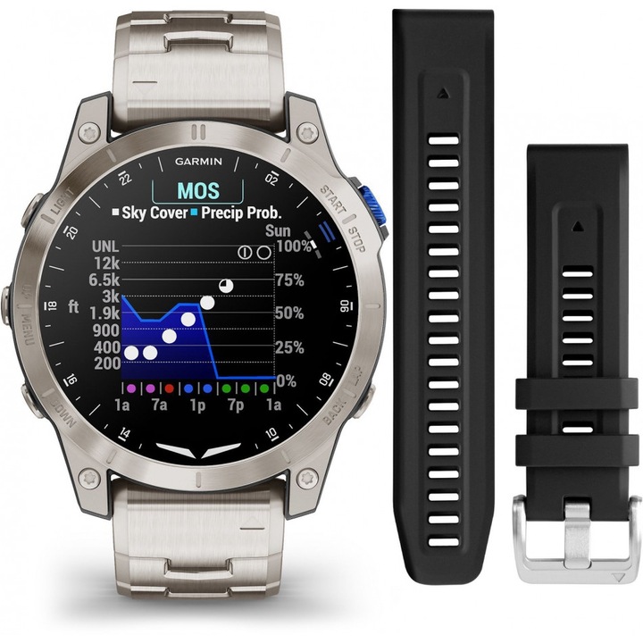 Ceas inteligent pentru barbati GARMIN 010-02582-51, din otel inoxidabil, sportiv, aviatie