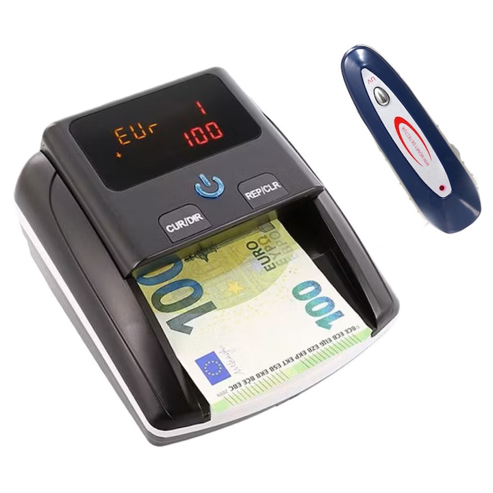 Комплект Детектор за фалшиви пари и MG устройство, ZENACASA, 100% проверка на банкноти, Съвместим с долари и евро