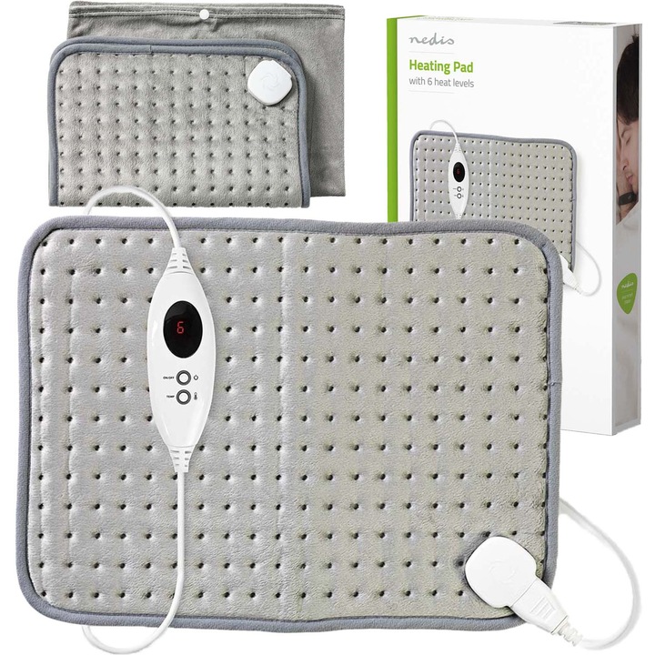 Patura electrica cu incalzire Nedis, 42x32cm, 6 niveluri temperatura, protectie supraincalzire
