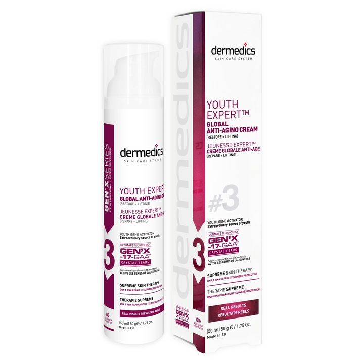 Крем Геникс # 3 Dermedics против стареене за възраст 60 + Активира Гена на Младостта