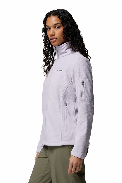 Columbia, Bluza din fleece cu fermoar pentru trekking Fast Trek II, Negru/Liliac prafuit