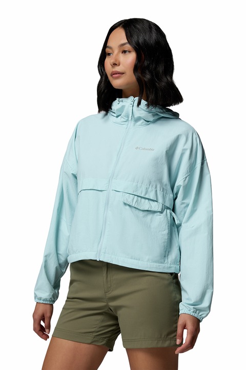 Columbia, Jacheta crop rezistent la vant cu terminatie ajustabila pentru trekking Spire Valley, Albastru deschis