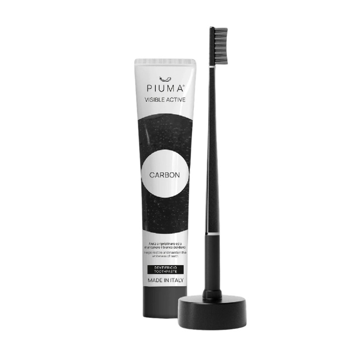 Piuma készlet, a fehér fogakért és friss leheletért, gyengéd és hatékony tisztítás, Fogkrém, 75 ml + Fogkefe, 1 db