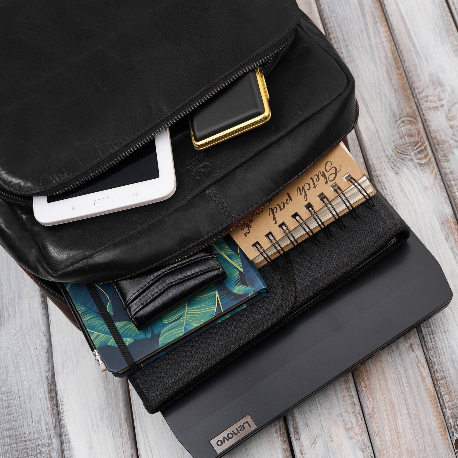 Rucsac pentru laptop din piele Vintage pentru barbati Urban Black Paolo Peruzzi Im-07-Bl
