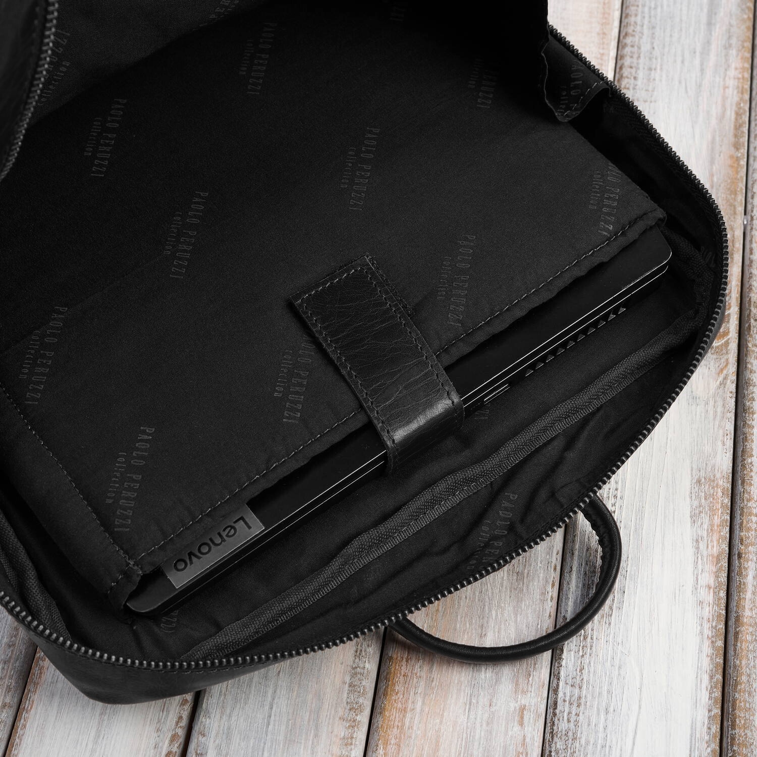 Rucsac pentru laptop din piele Vintage pentru barbati Urban Black Paolo Peruzzi Im-07-Bl