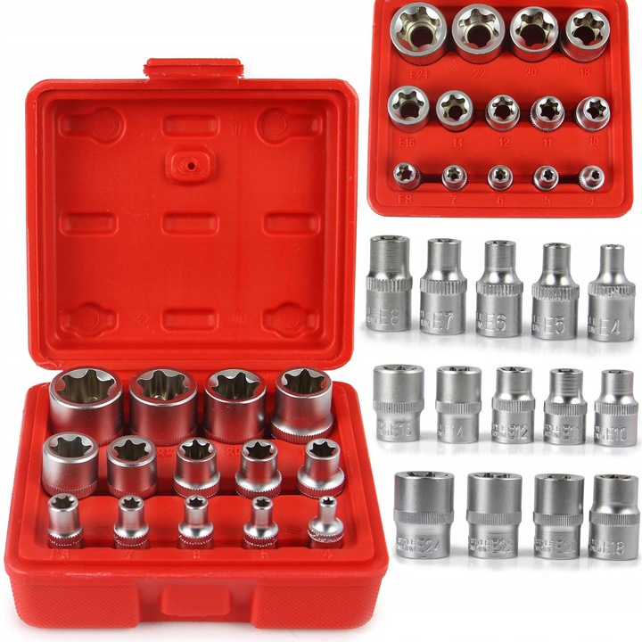 Set chei nasale E-TORX 1/2", 3/8", 1/4", luka, 14 piese, crom-vanadiu