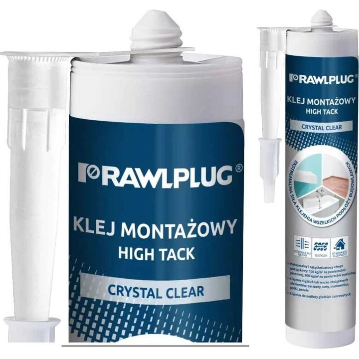 ADEZIV DE MONTAJ, RAWLPLUG, High Tack, 290ml, transparent, aplicabil pe suprafete umede
