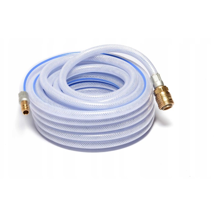 Технически PVC маркуч, армиран, 10м, 12.5x17.5мм, прозрачен, комплект с конектор тип 26