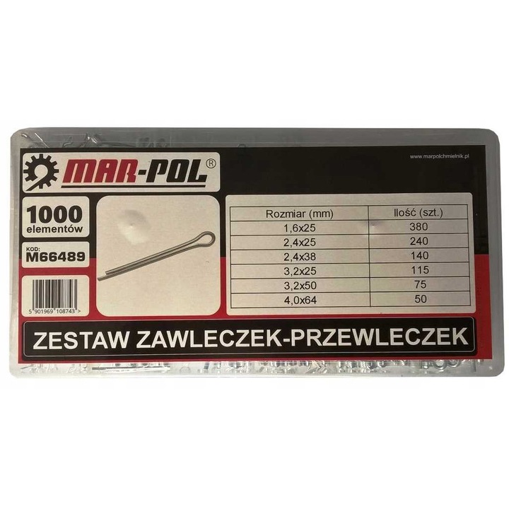 Комплект дюбели, Лука, 1000 броя, 380x1,6x25мм, 240x2,5x25мм, 140x2,4x38мм, 115x3,2x25мм, 75x3,2x50мм, 50x4x64мм