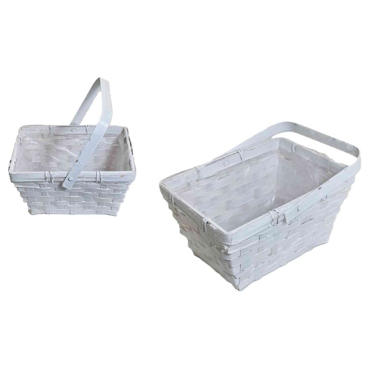 Плетена кошница Бяла Тухла Lf 66-24/FEHÉR - 19*14, 5*H11/21cm