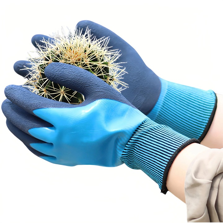 Manusi de protectie, latex, impermeabile, rezistenta ridicata, albastre