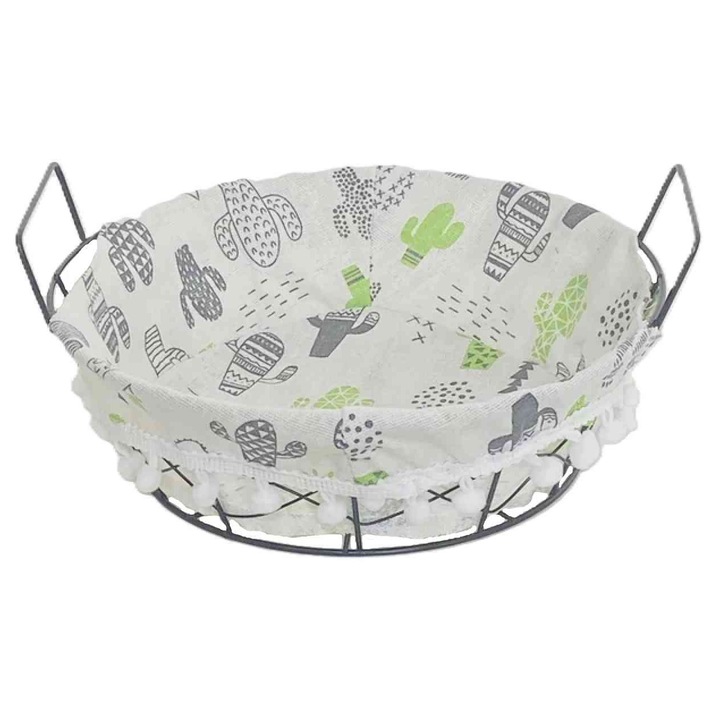 Coș pentru Pâine Metalic, Rotund Cactus 70-F-201 - D24*H8cm