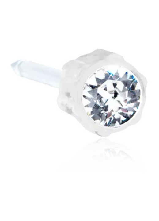 Blomdahl fülbelövésre is szolgáló fülbevaló Bezel, Fehér, Orvosi Műanyag, 4 mm, 1 db (fél pár)