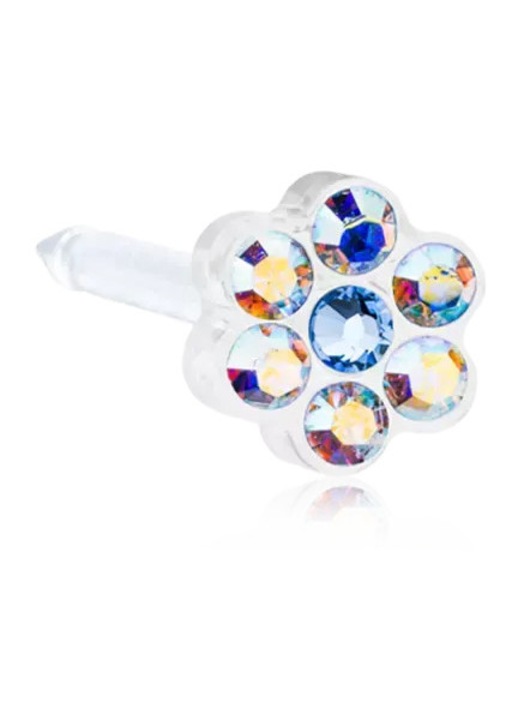 Blomdahl fülbelövésre is szolgáló fülbevaló Daisy, Szivárvány-Világoskék virág, 5 mm, 1 db (fél pár)