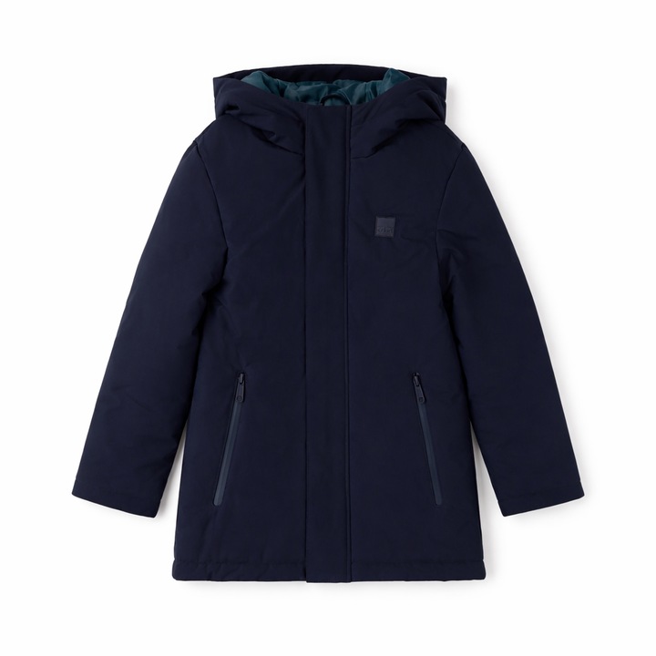 IDO Gyerek dzseki sötétkék, kapucnis, bélelt, hideg időre, sötétkék, 128 CM