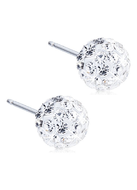 Blomdahl bőrbarát fülbevaló Fehér Kristálygömb, Orvosi Titán száron, 6 mm