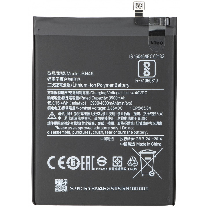 Acumulator compatibil cu Xiaomi Redmi Note 8T / Note 8 / 7, model BN46, 4000 mah