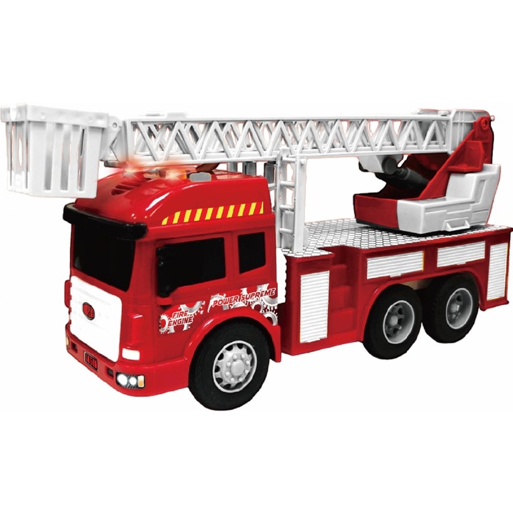 Jármű fényekkel, hangokkal és súrlódással, 1:14, Különleges jármű 28,5 cm, Gyermekjáték, Piros