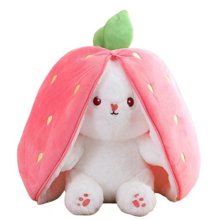 Плюшена реверсивна играчка, заек - поводник, 20см, подаръчен пакет