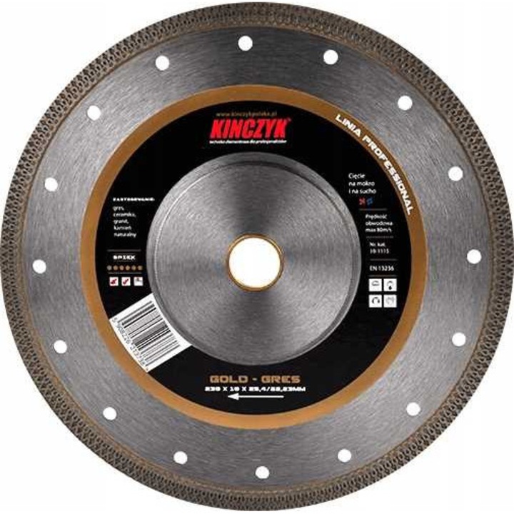 Tarca de taiere Gold-Gres 125x22,2mm, KINCZYK, pentru gresie, ceramica, granit, piatra naturala