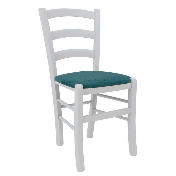 Scaun Paesana - cadru alb - stofa E22 - turcoaz