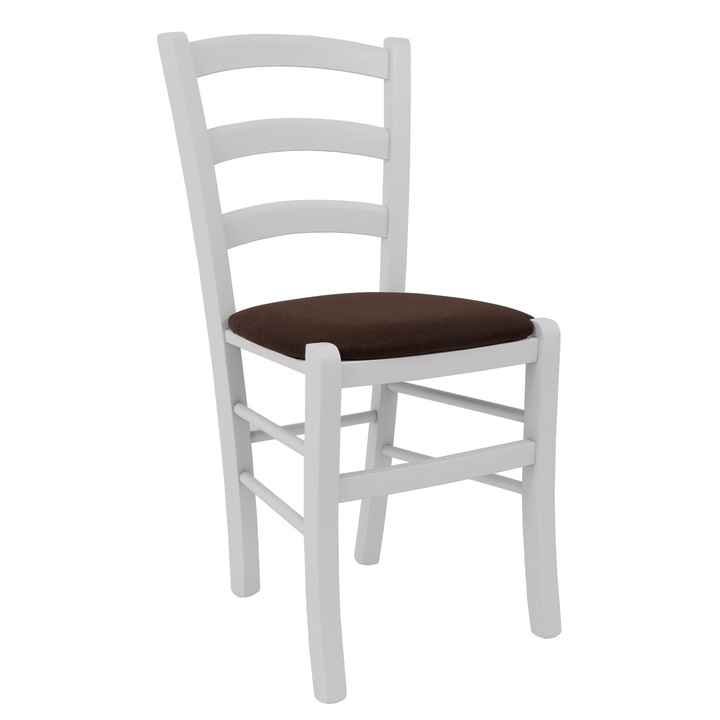 Scaun Paesana - cadru alb - stofa S16 - maro