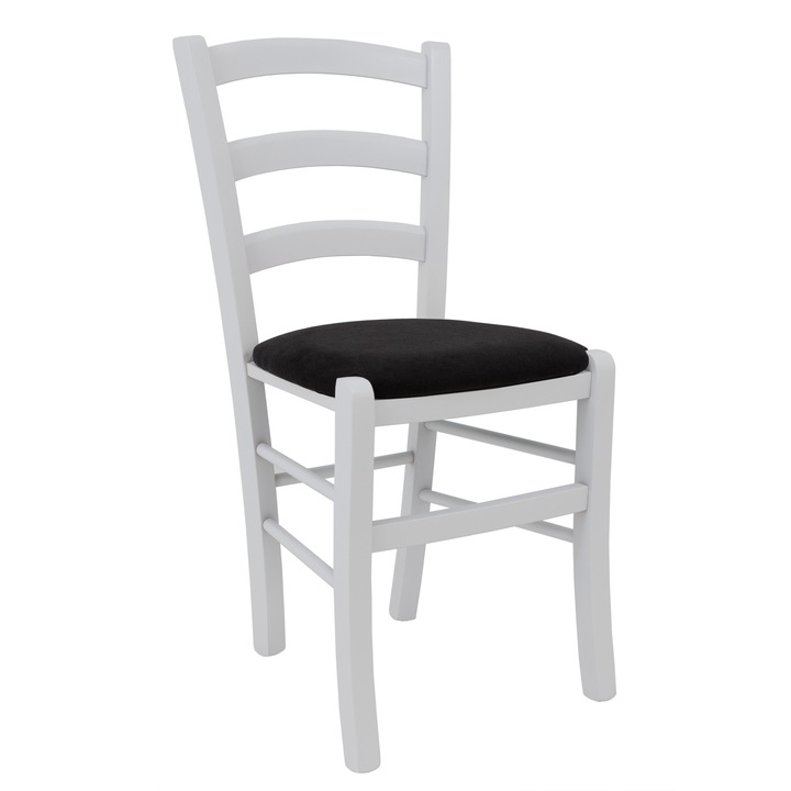 Scaun Paesana - cadru alb - stofa K6 - negru