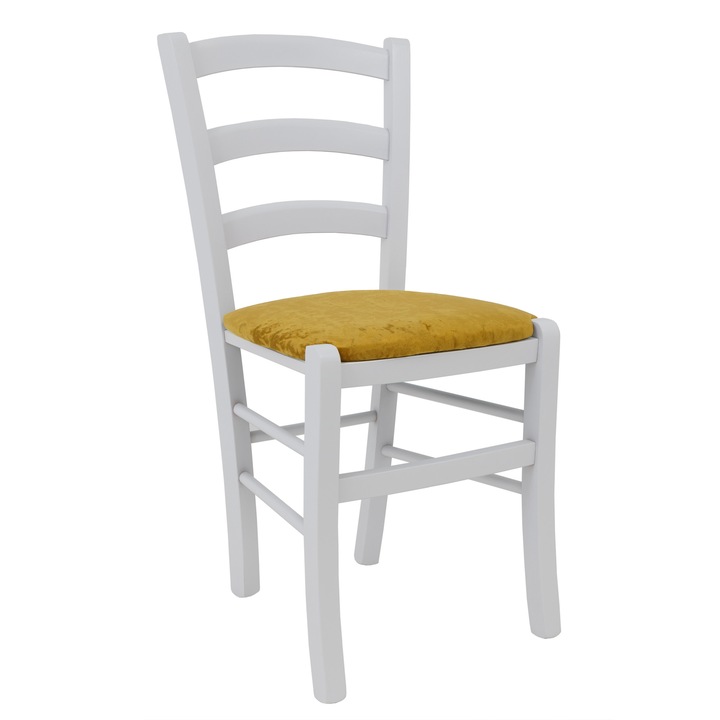 Scaun Paesana - cadru alb - stofa E51 - galben