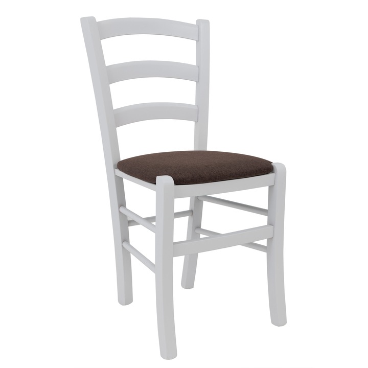Scaun Paesana - cadru alb - stofa S04 - maro deschis