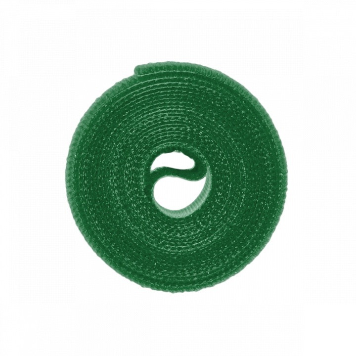 Banda adeziva pentru cabluri si plante, 1m, set de 10, verde, catifea + plastic