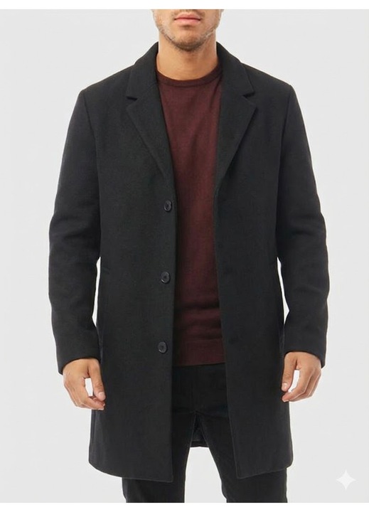 Palton barbati Jack & Jones Jwhmorten de stofă negru cu conținut de lână, mărimea S