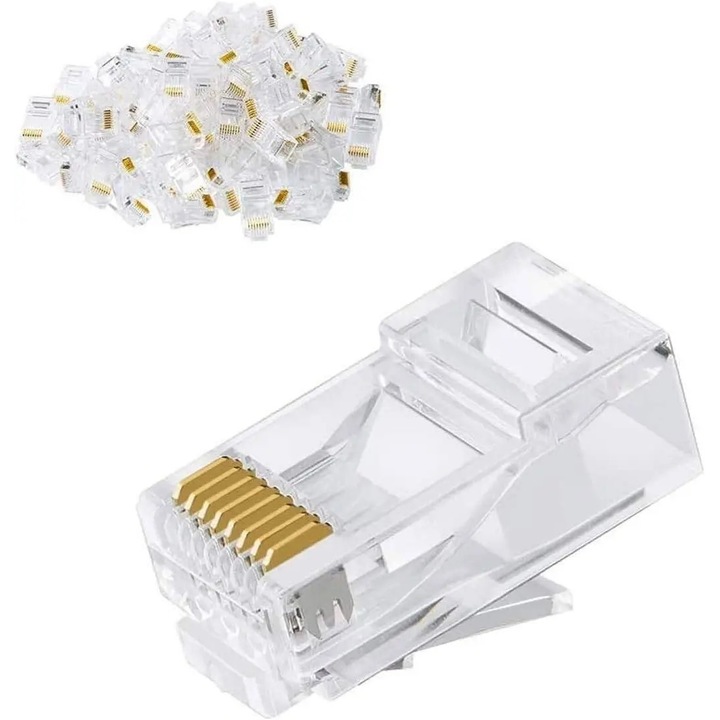 Set 100buc mufe de retea Well RJ45 8P8C Cat5e neecranate contacte aurite TEL-0080-WL-100
