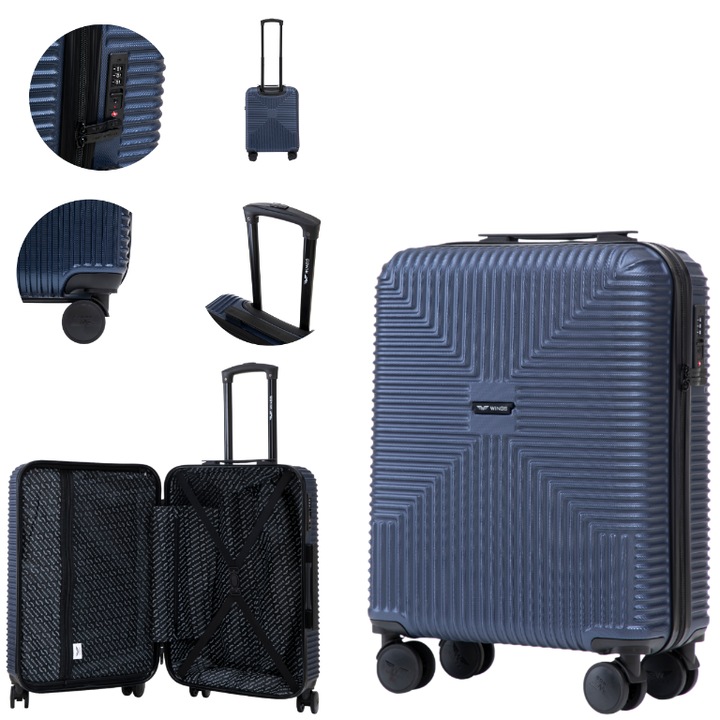 Troler Mic Jackdaw 20 Inch Bagaj De Cabina, Policarbon Ecologic Reciclat, 31L, Incuietoare Tsa, Roti Duble Silentioase 360°, Design Modern Pentru Calatorii Aeriene