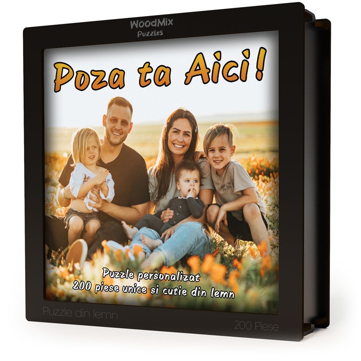 Személyre szabott fa puzzle, 200 egyedi darab, 30 x 30 cm