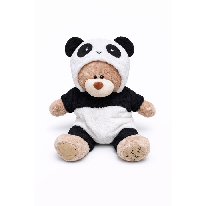 Ursulet de Plus cu Costum Panda Detasabil, 25 cm, Material Moale