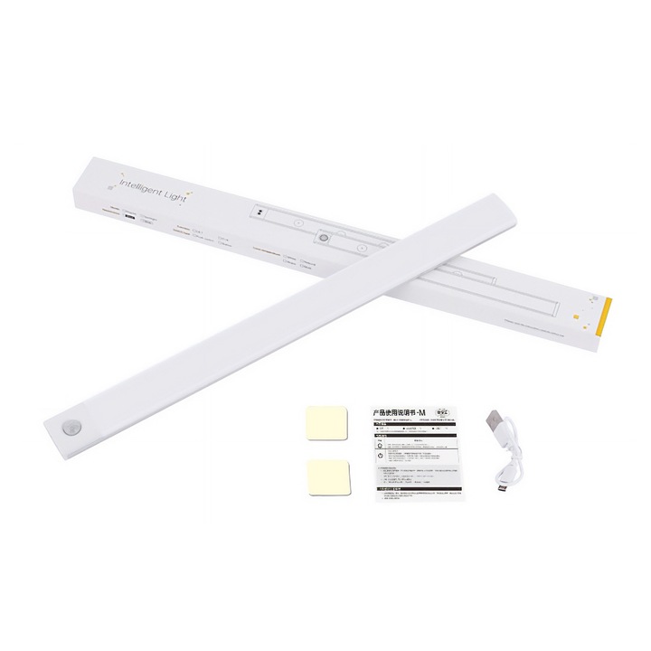 Lampa LED 30 Leduri 30cm, Senzor Miscare 120°/3m, 3 Moduri Iluminare, Baterie 500mAh, Incarcare USB-C, Montaj Magnetic