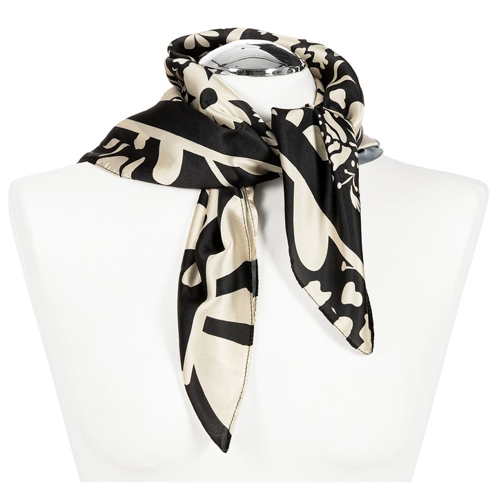 Esarfa dama Moraj, model floral, dimensiune universala