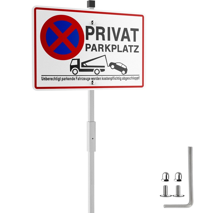 Indicator parcare privata Upifen, aluminiu 30x20 cm, cu gauri pentru gard, semn reflectorizant