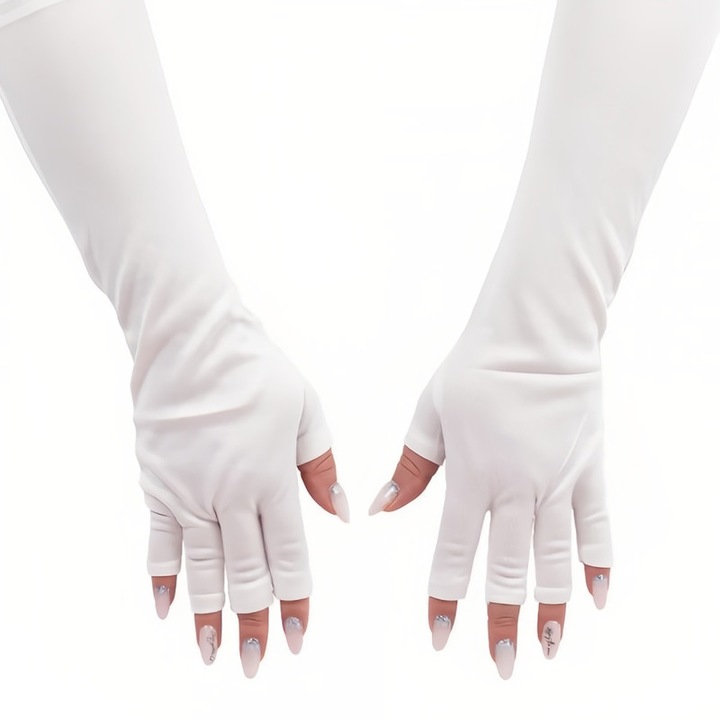 Manusi protectie UV, alb, marime universala, 40 cm