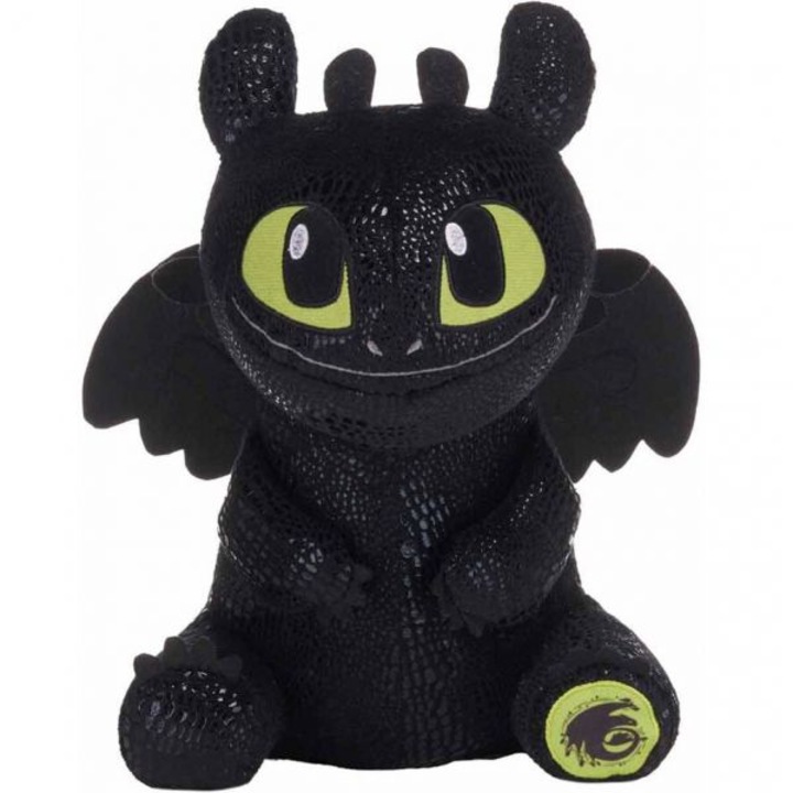 Плюшена играчка Toothless черен седнал, Дракони, 25 см