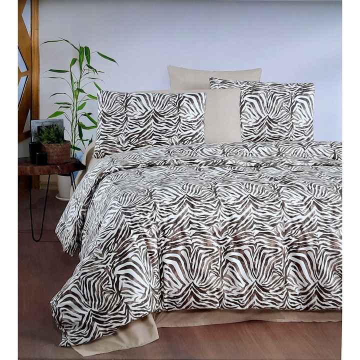 Lenjerie de pat Selonya, 100% bumbac, set 3 piese, alb, 240x260cm, 200x220cm, 50x70cm