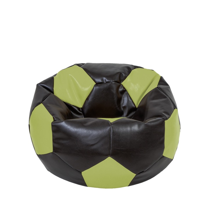 Fotoliu puf Mondo Ball - imitatie piele - wenge/verde
