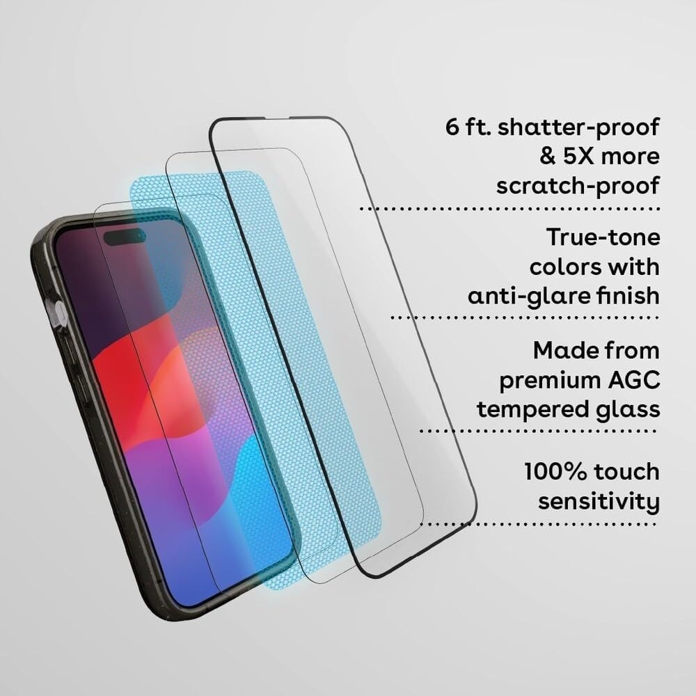 Folie de Protectie din Sticla Securizata compatibila cu iPhone 16 Pro, Protectie Profesionala, Full Cover, Anti Zgarieturi, Anti Socuri, Full Glue, Transparenta