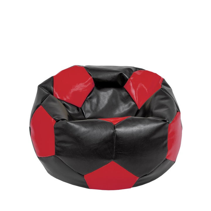 Fotoliu puf Mondo Ball - imitatie piele - negru/rosu