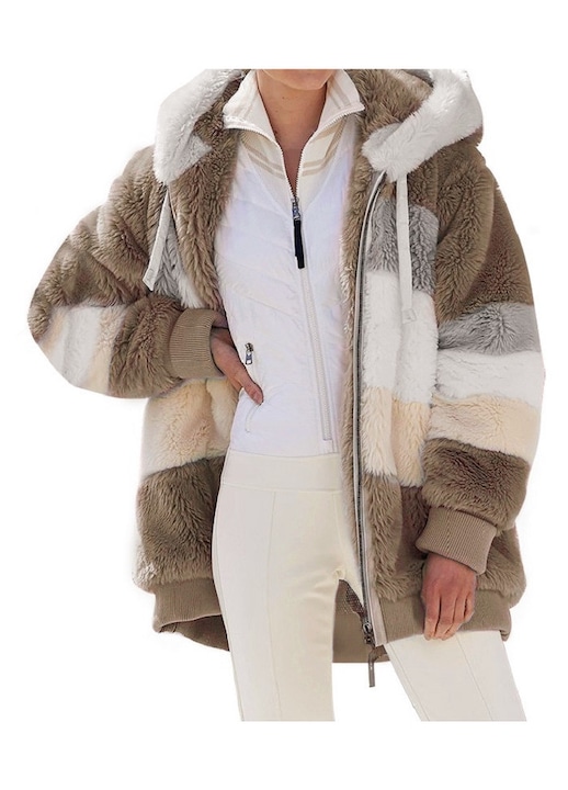 Jacheta de iarna dama, cu gluga, plus, multicolor, 5XL INTL