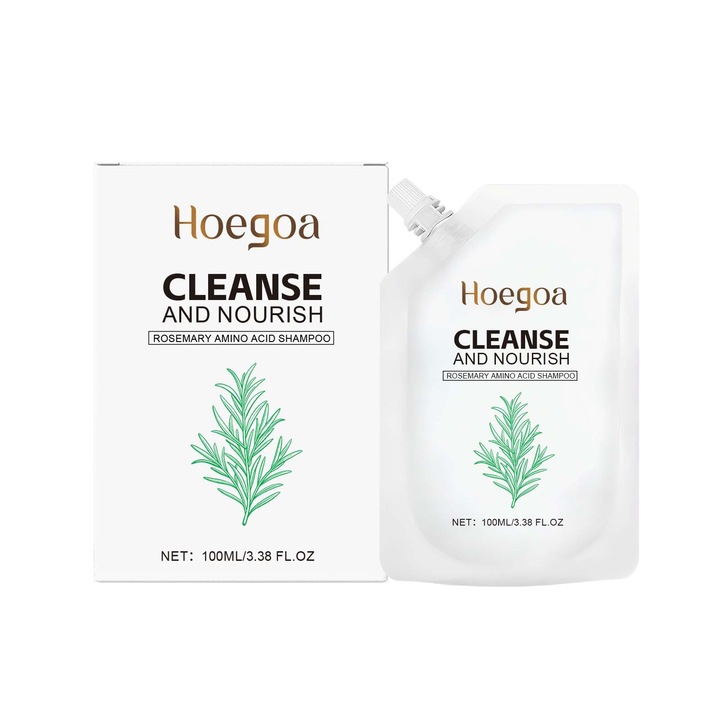 Sampon de par HOEGOA cu extract de rozmarin 100ml, pentru par normal si gras, textura usoara