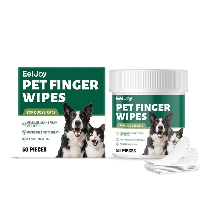 EelJoy állatfogtisztító törlőkendő, 50 db, könnyű tisztítás