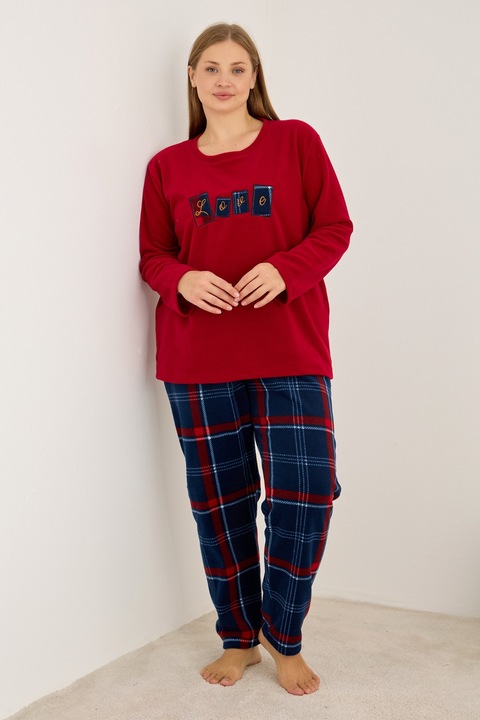 dama, Siyah Inci, Plus Size, bordeaux, fleece, Rosu
