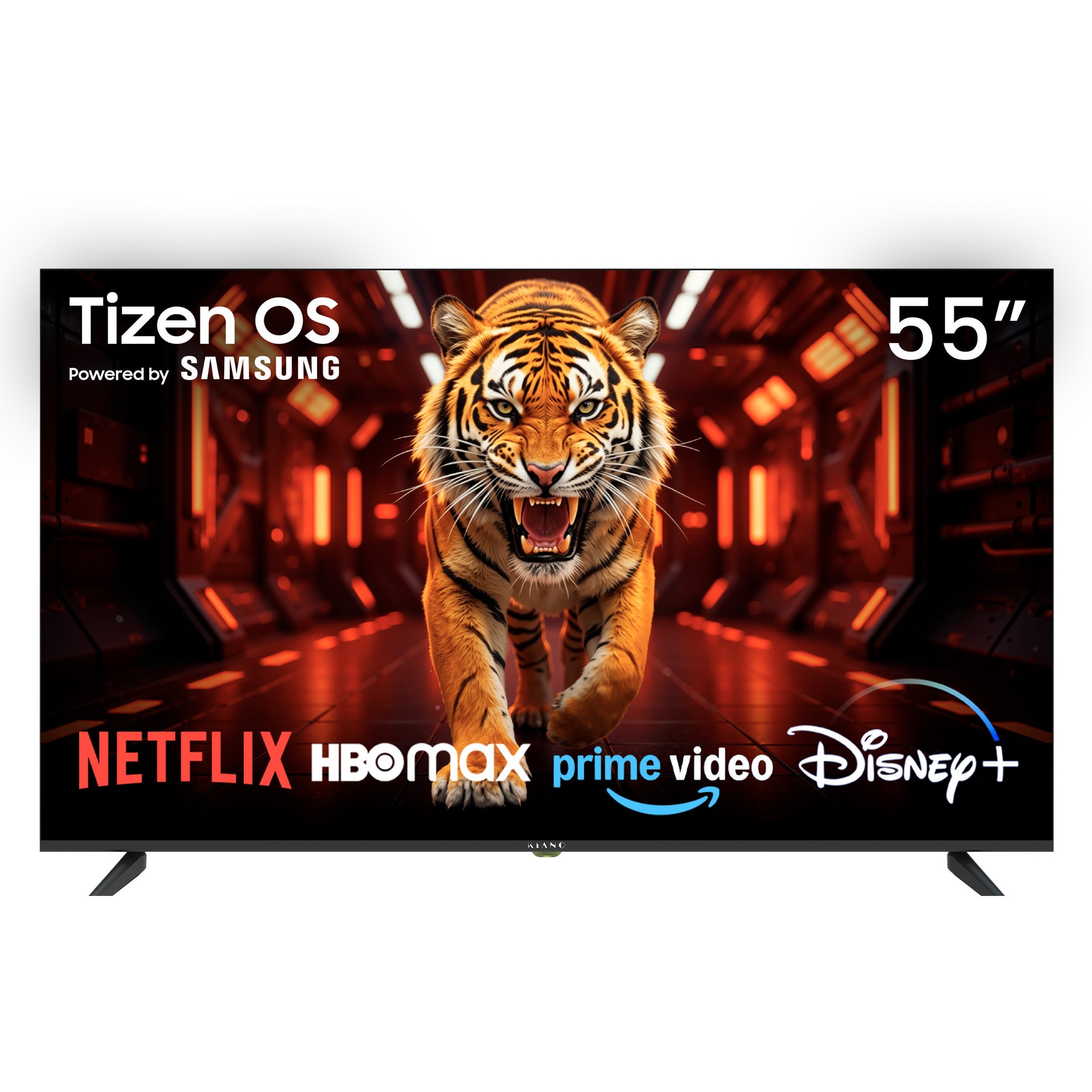 Televizor Smart Kiano Elegance 55 inch (139 cm) 4K Ultra HD, Tizen OS Powered by Samsung, cu Procesor Avansat, Gaming Integrat GeForce NOW, Conectivitate Wi-Fi Rapida, Acces la Netflix, HBO Max, Disney+, YouTube, Ideal pentru Film si Serial